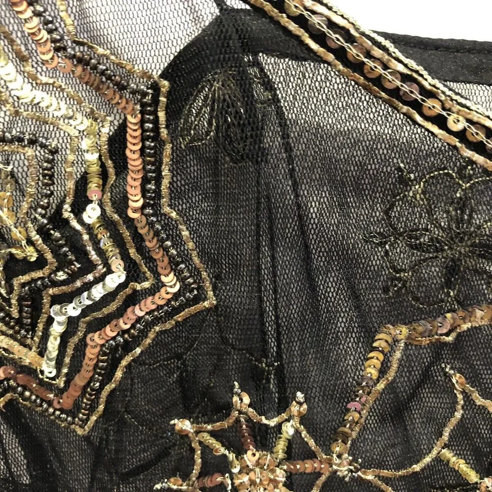 Matthew Williamson Black Mesh / Gold Embroidered Camisole US 8 / UK 10 / EUR 38 - Picture 3 of 6